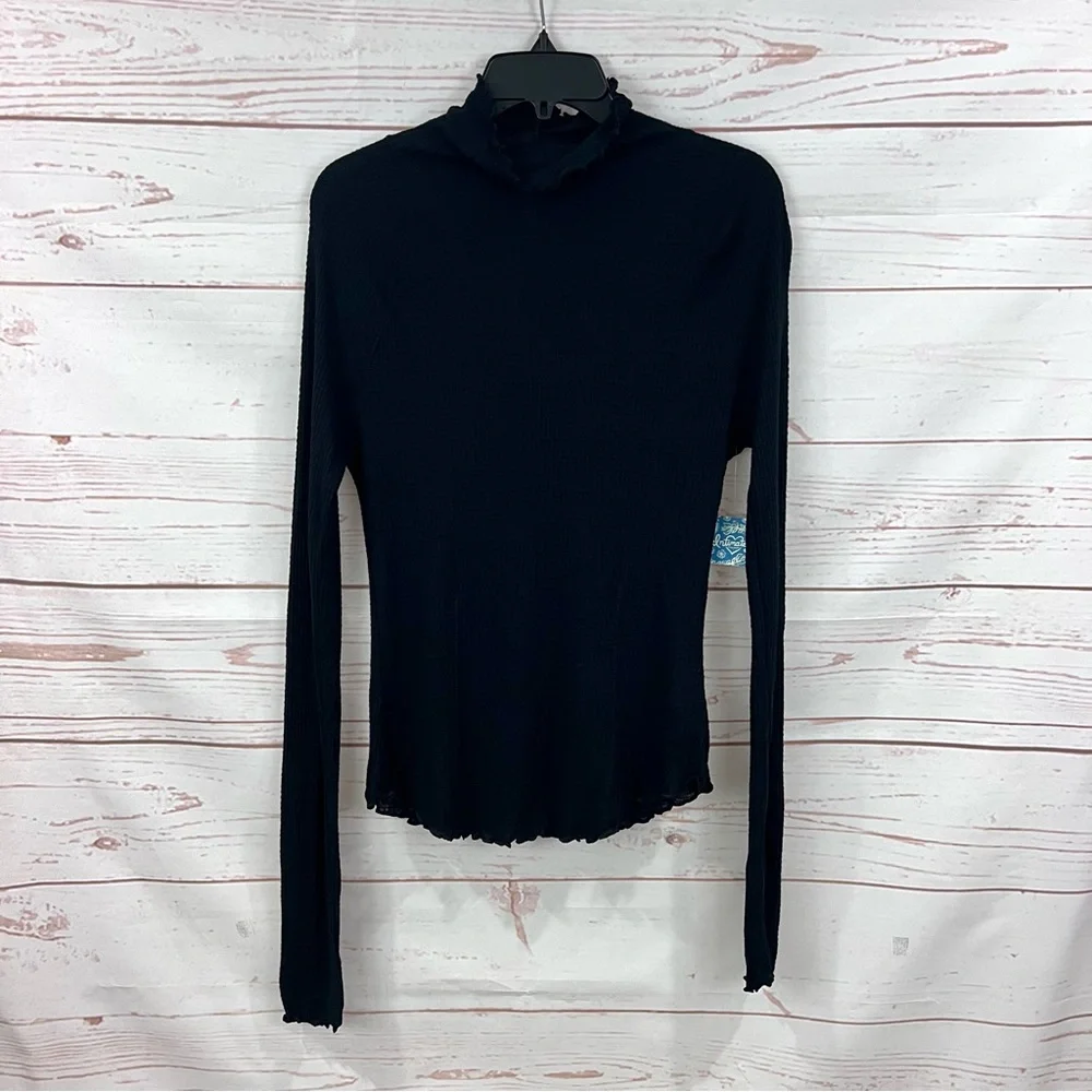 NWT Free People Waffle Knit Make it Easy Thermal Mock Neck Long Sleeve Top